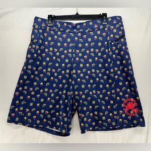 Feed Me Fight Me Blue Hamburger Taco French Fry Print Athletic Shorts Size XL